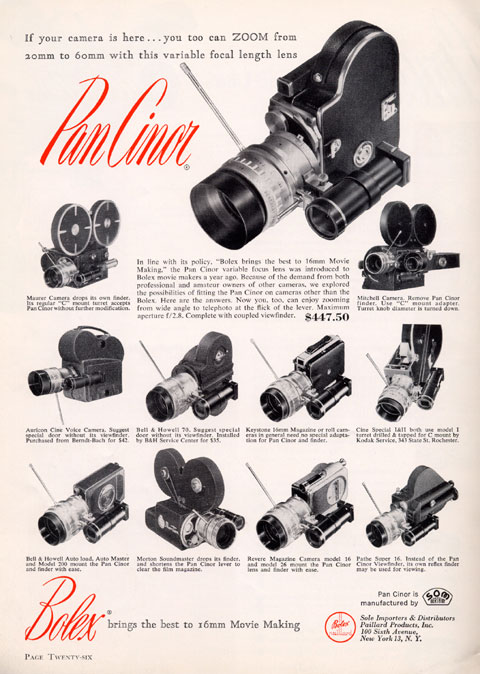 16mm cameras with Pan Cinor lens